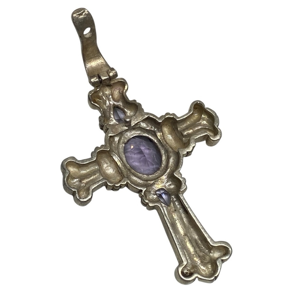 Vintage Cross with Purple Amethyst Center Stone - Picture 2 of 9